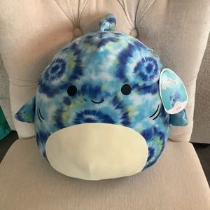 Squishmallow Luther Tie Dye Shark Plush Toy Kellytoy Collectible New 12 in